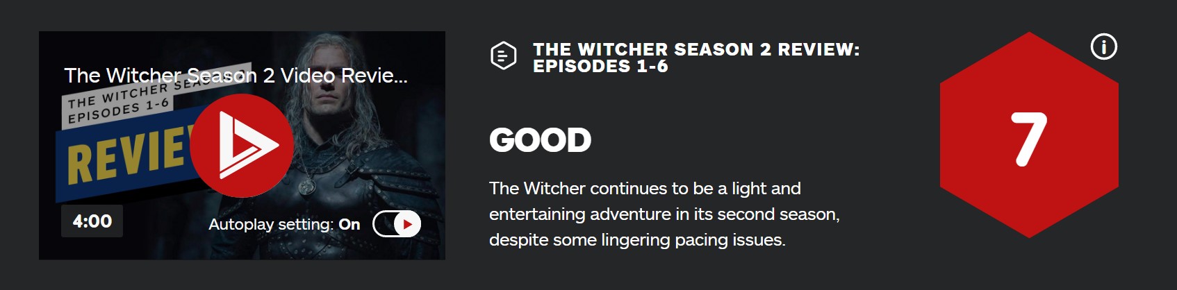 《巫师》第二季IGN 7分：杰洛特仍是最好的角色