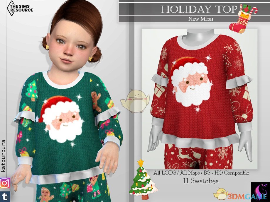 《模拟人生4》可爱幼儿圣诞上衣MOD
