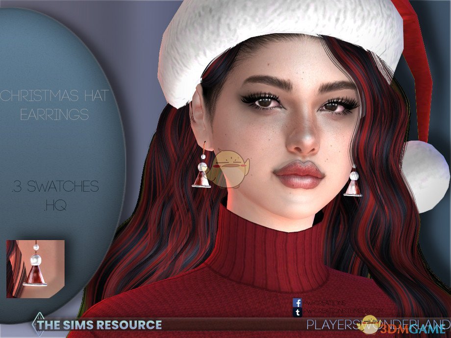 《模拟人生4》可爱圣诞帽耳环MOD