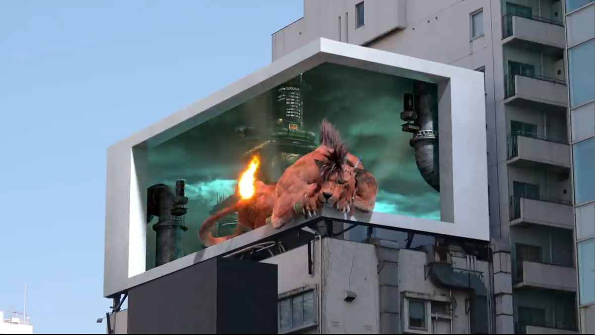 SE官方发布《最终幻想7 重制版》裸眼3D广告 赤红13逃到日本大街