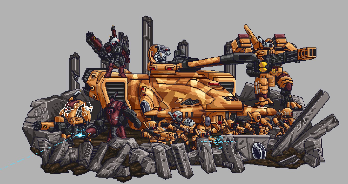 《Wallpaper Engine》战锤40k钛帝国TAU像素风动态壁纸