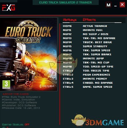 《欧洲卡车模拟2》v1.43十五项修改器[FutureX]