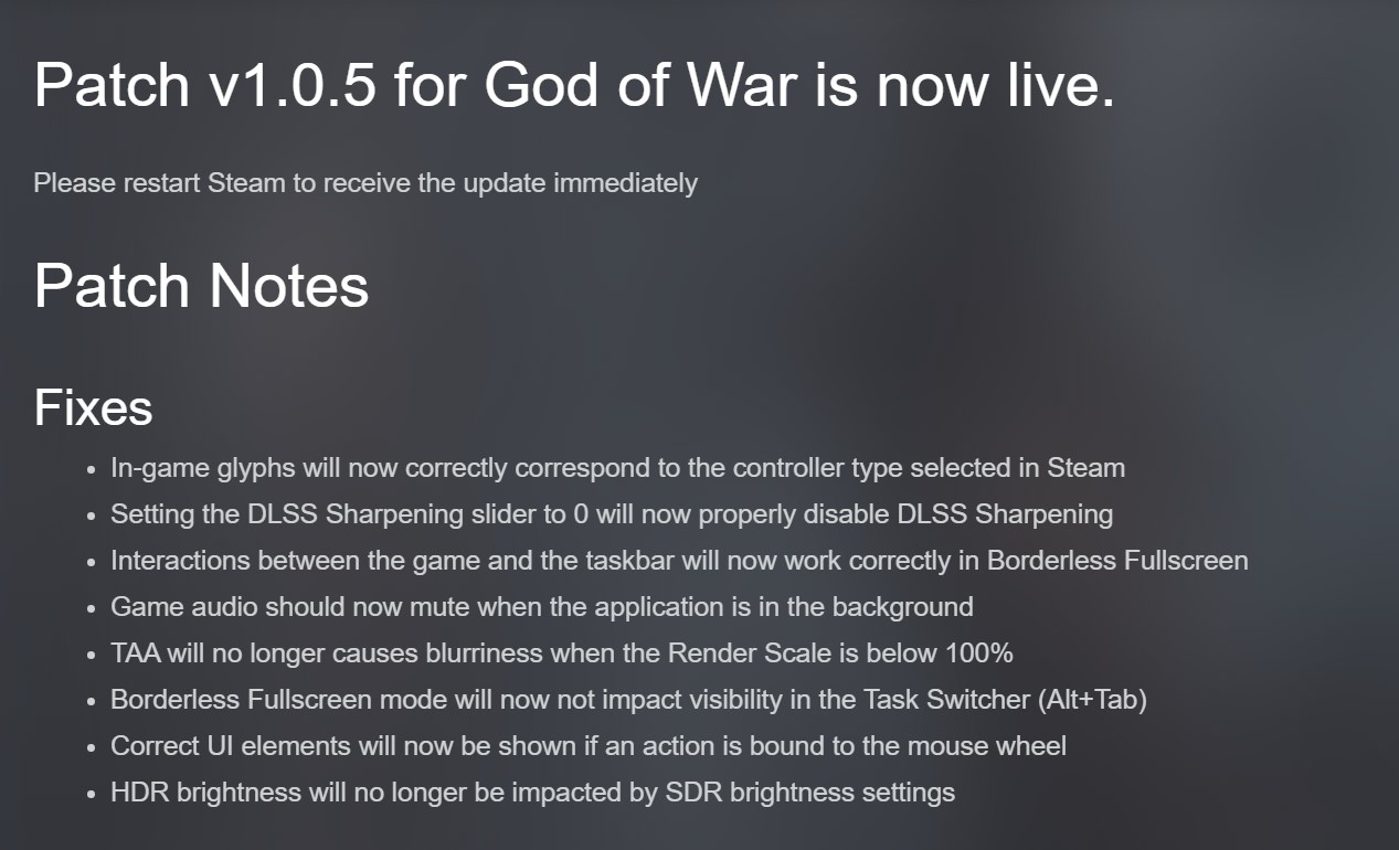 《战神4》PC版1.0.5补丁上线！AMD性能问题稍后解决
