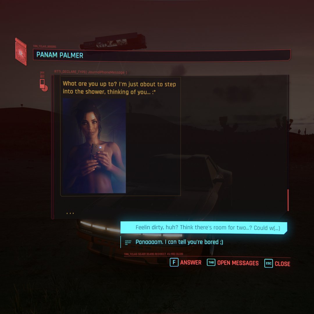 《赛博朋克2077》1.5版帕南会向玩家发送性感照片