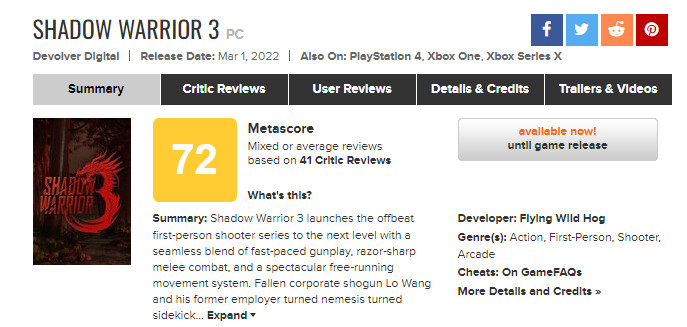 《影子武士3》IGN 7分 没有太多创新但战斗很爽快
