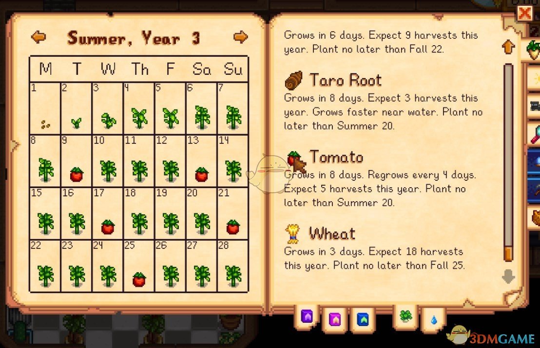 《星露谷物语》年历 - 游戏指南书MOD