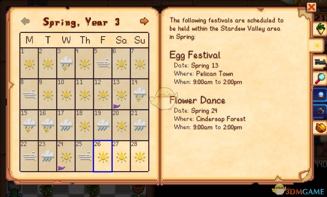 《星露谷物语》年历 - 游戏指南书MOD