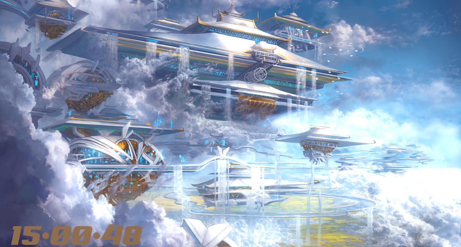 《Wallpaper Engine》奇幻风天宫建筑群绘图动态壁纸