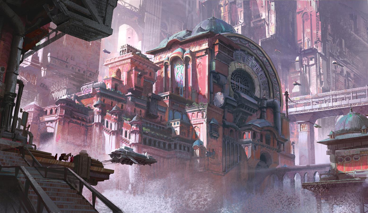 《Wallpaper Engine》奇幻风宏大城市场景绘图动态壁纸