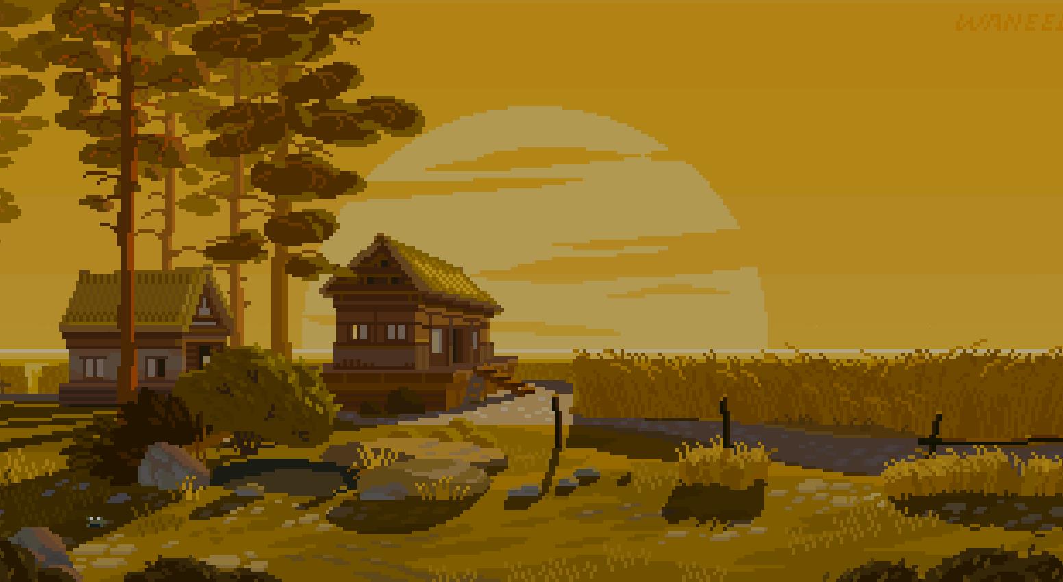 《Wallpaper Engine》像素风麦田中的小屋动态壁纸