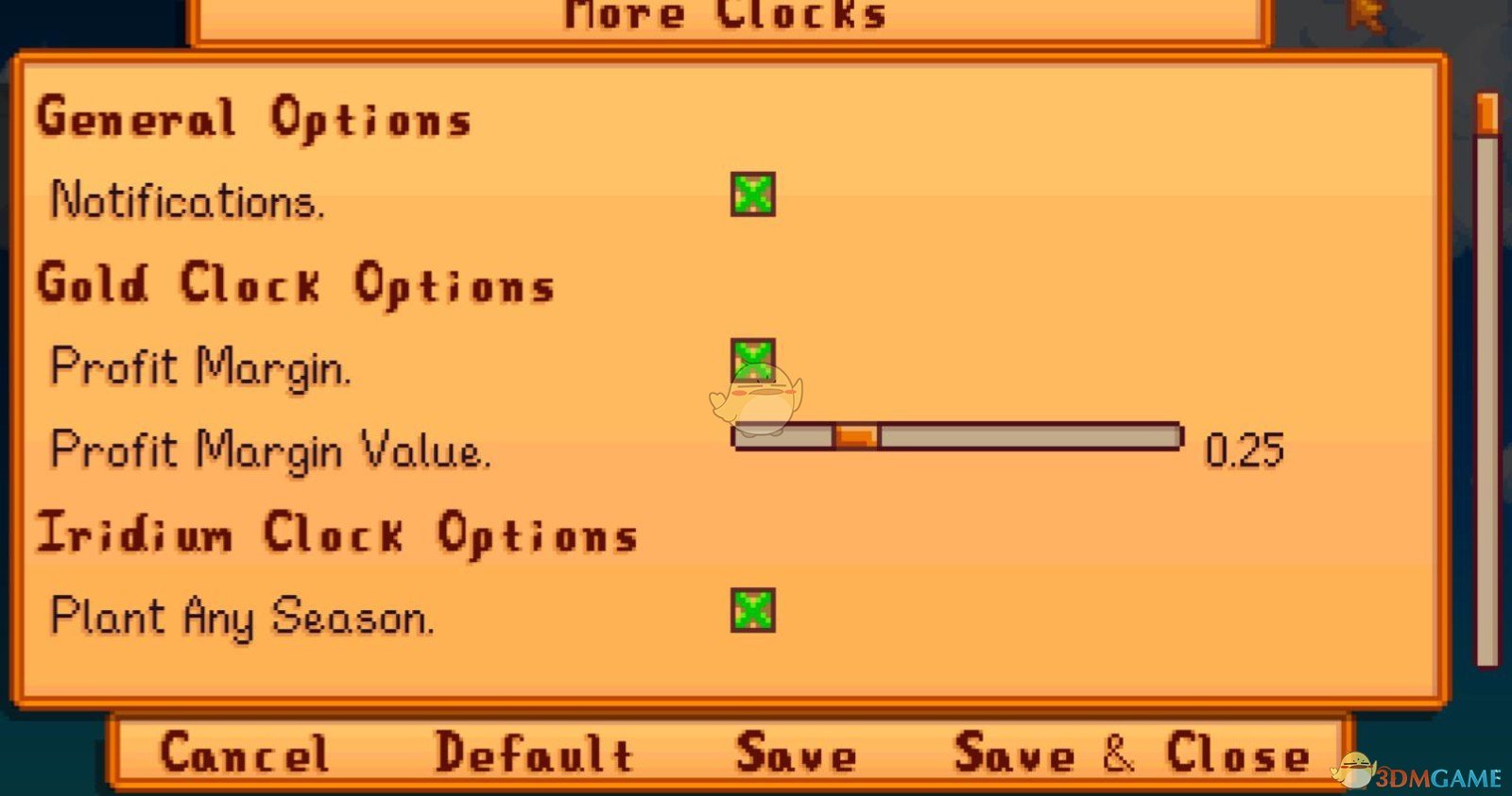 《星露谷物语》更多黄金时钟MOD