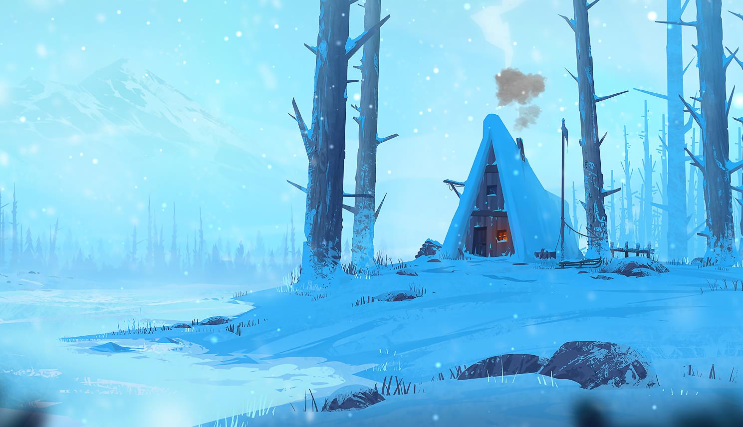 《Wallpaper Engine》雪林小屋绘图动态壁纸