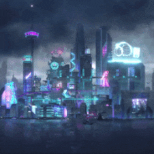 《Wallpaper Engine》科幻炫光灯城市远景动态壁纸