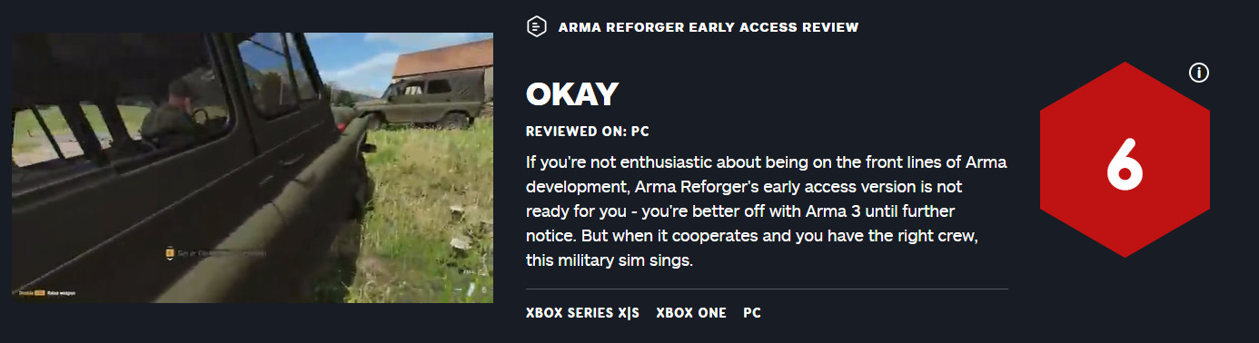《武装突袭：Reforger》IGN 6分 还是去玩《武装突袭3》吧