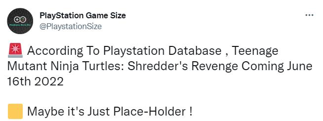 PS数据库泄露《忍者神龟：施莱德的复仇》将于6月16日发售