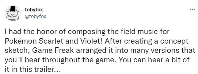 《传说之下》作者Toby Fox正在为《宝可梦 朱/紫》创作音乐