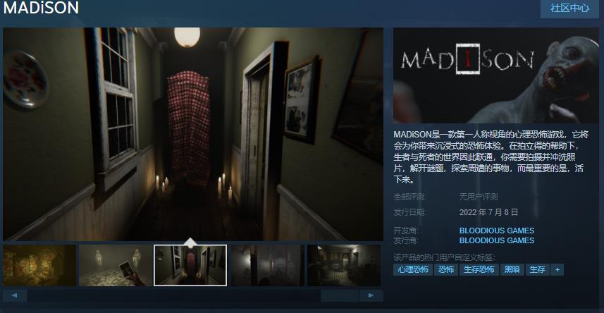心理恐怖游戏《MADiSON》再度延期 7月8日发售