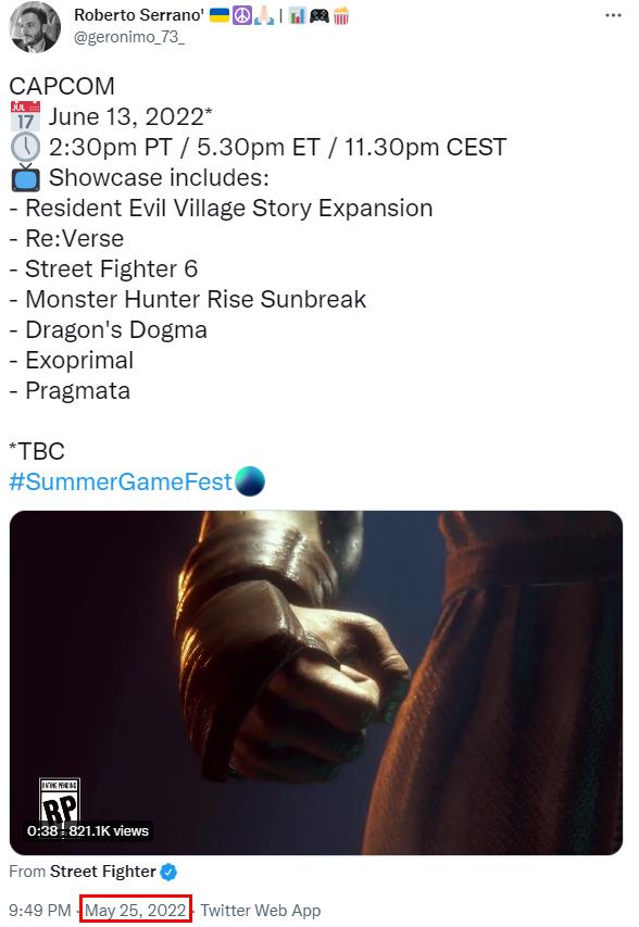 传闻：Capcom Showcase发布会游戏名单泄露