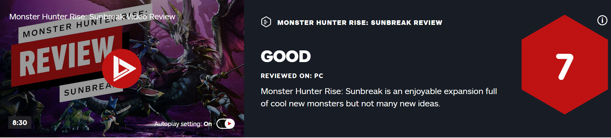 《怪物猎人崛起：曙光》IGN 7分 缺乏创新