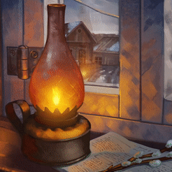 《Wallpaper Engine》绘图风煤油灯与窗台动态壁纸