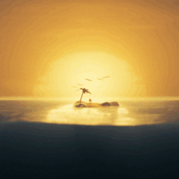 《Wallpaper Engine》海中孤岛多层场景展示动态壁纸