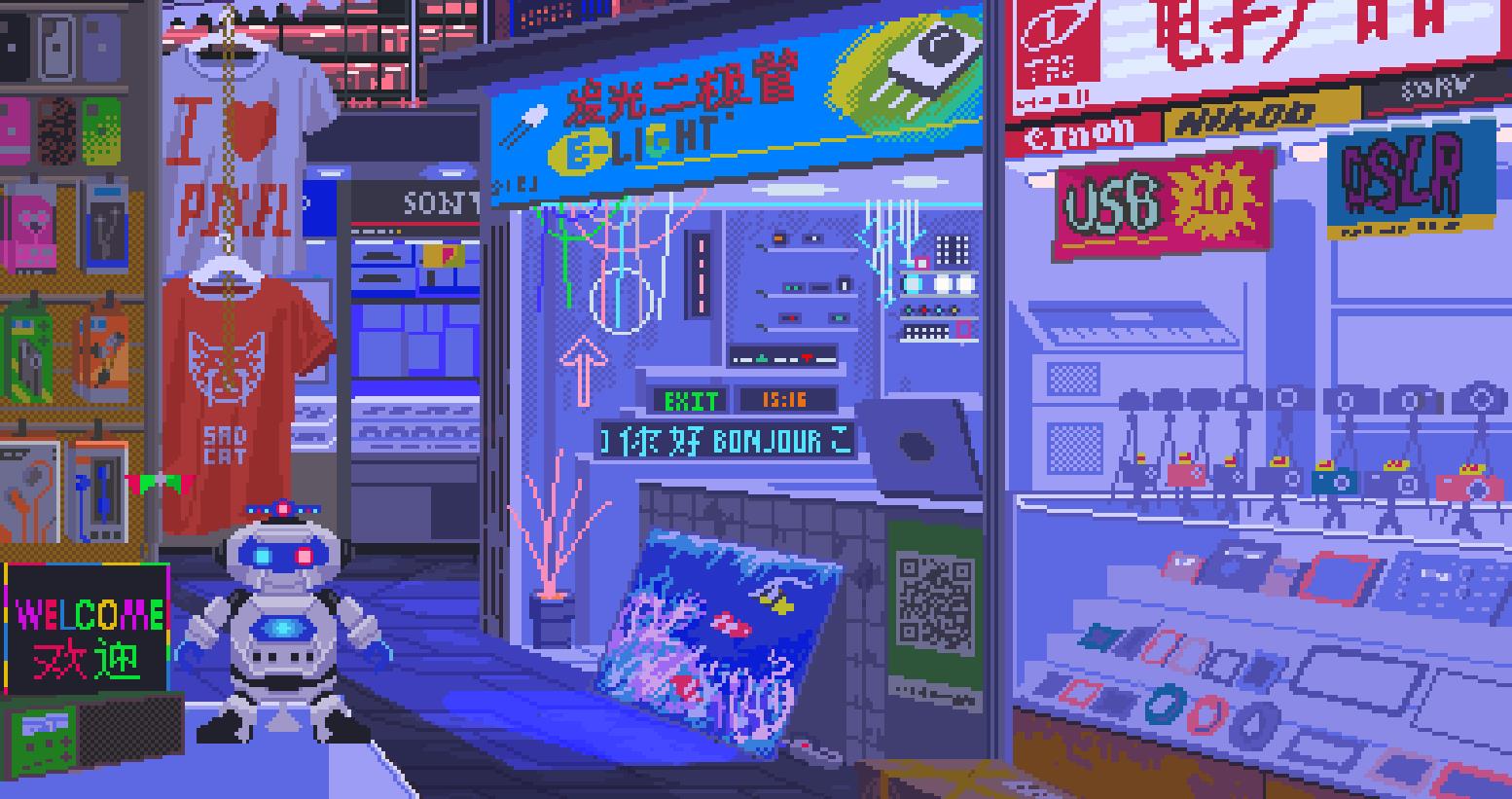 《Wallpaper Engine》日式电子市场像素风动态壁纸