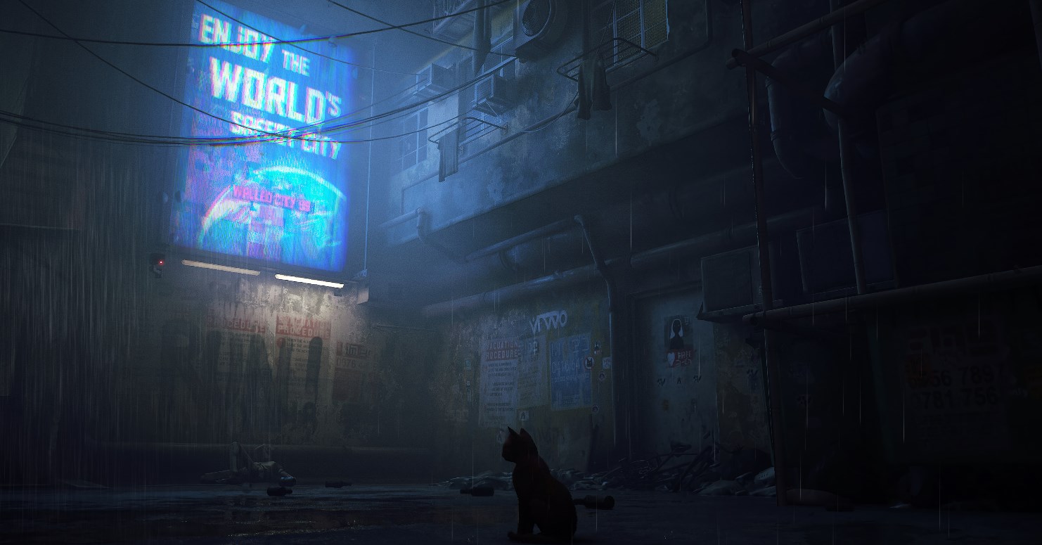 《Wallpaper Engine》Stray猫猫与雨中的城市一角动态壁纸