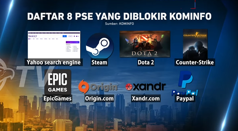 Steam、Epic、战网、Paypal等在印尼被禁