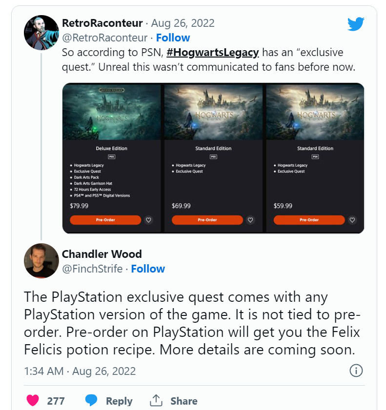 《霍格沃茨：遗产》PlayStation版将有独占任务