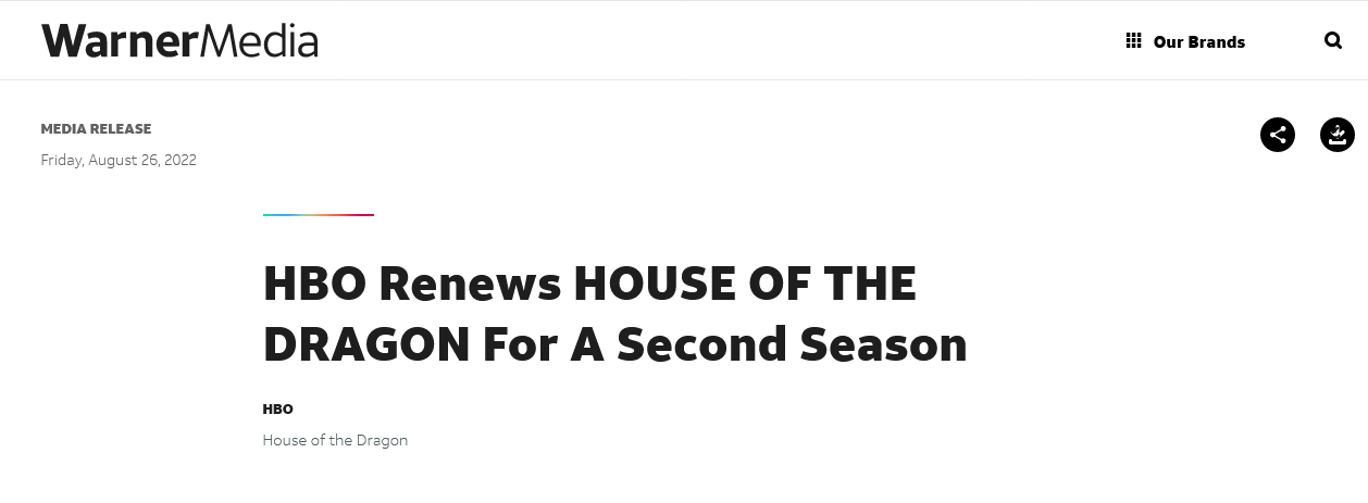 HBO权游衍生前传剧集《龙之家族》第2季已续订