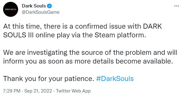 《黑暗之魂3》PC版在线服务器再次被关闭 又出问题了
