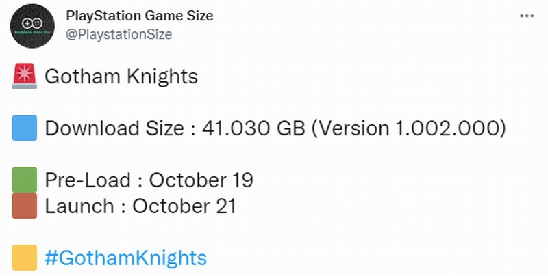 《哥谭骑士》PS5版大小41.GB 10月19日开启预载