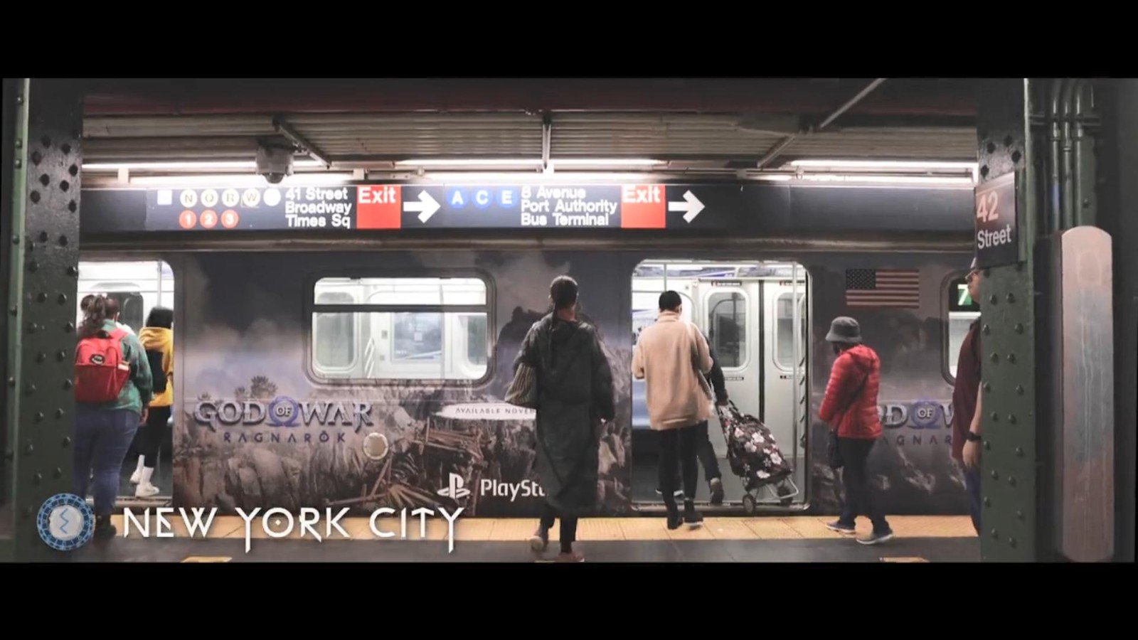 《战神：战神黄昏》新宣发广告 改造纽约地铁站满满“北欧风”