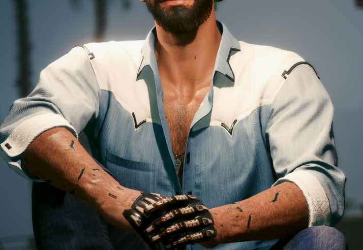 《赛博朋克2077》翻边牛仔衬衫MOD