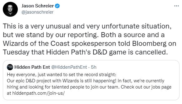 Hidden Path澄清：D&D游戏项目并未取消