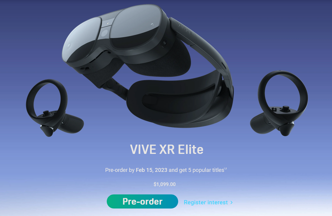 Quest 2竞品登场：HTC Vive XR Elite无线头显公布