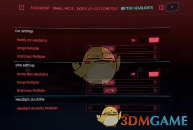 《赛博朋克2077》加长改进前车灯MOD下载