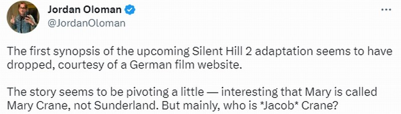 《寂静岭2》改编电影可能会有较大的情节变化