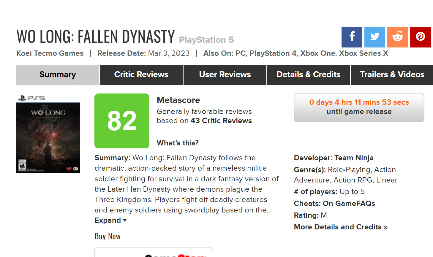 《卧龙：苍天陨落》IGN 8分 战斗最好的魂类游戏