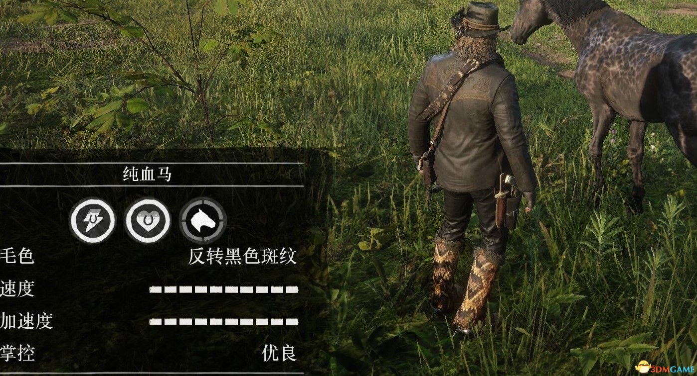 《荒野大镖客2》满属性纯血反转黑色斑纹马MOD