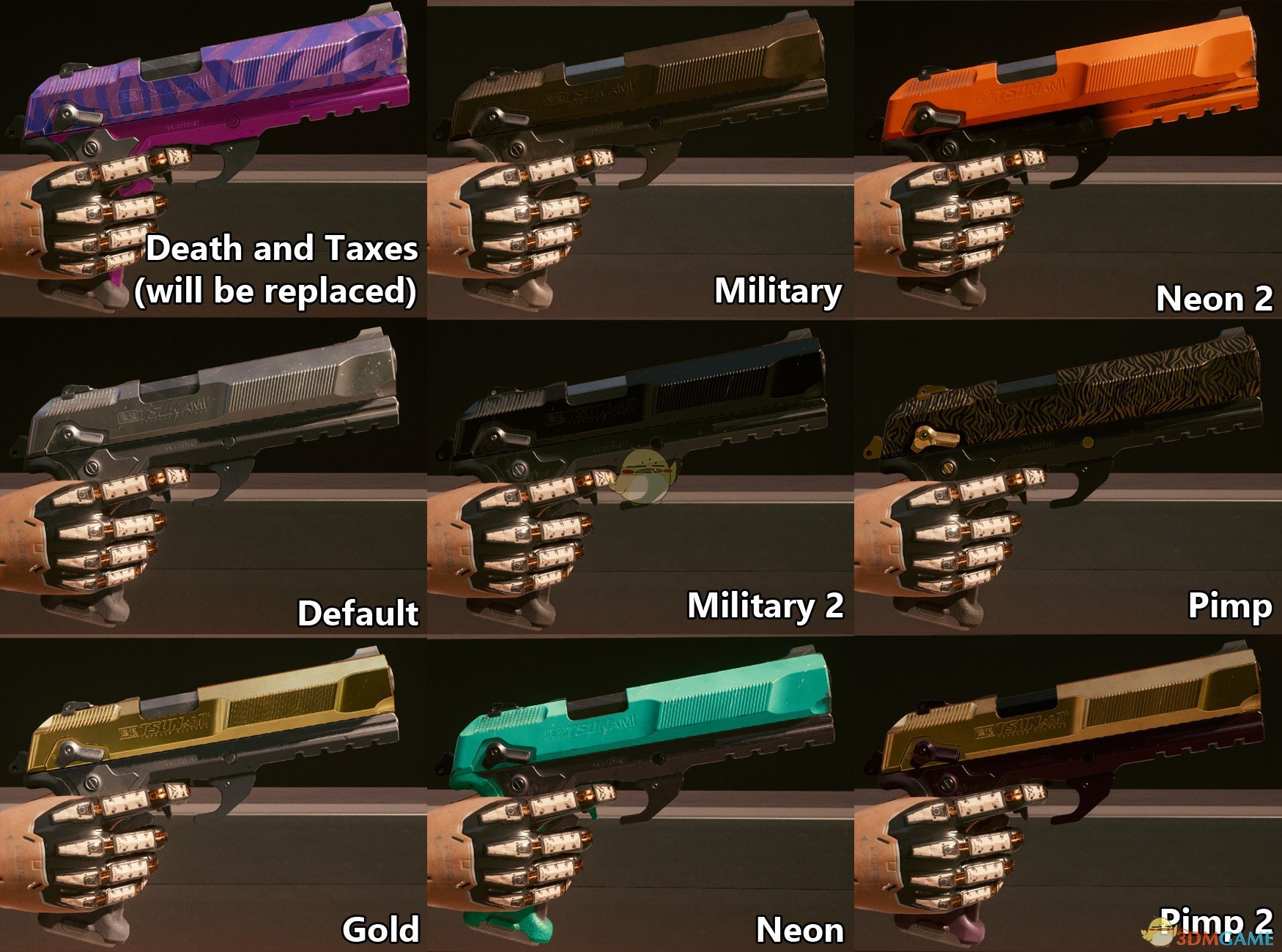 《赛博朋克2077》不朽武器-死亡和税收皮肤替换MOD