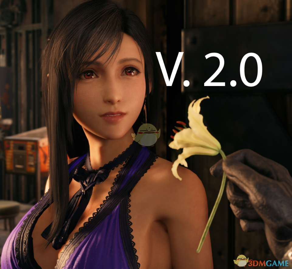 《最终幻想7：重制版》穿典雅蓝色连衣裙的无内蒂法MOD