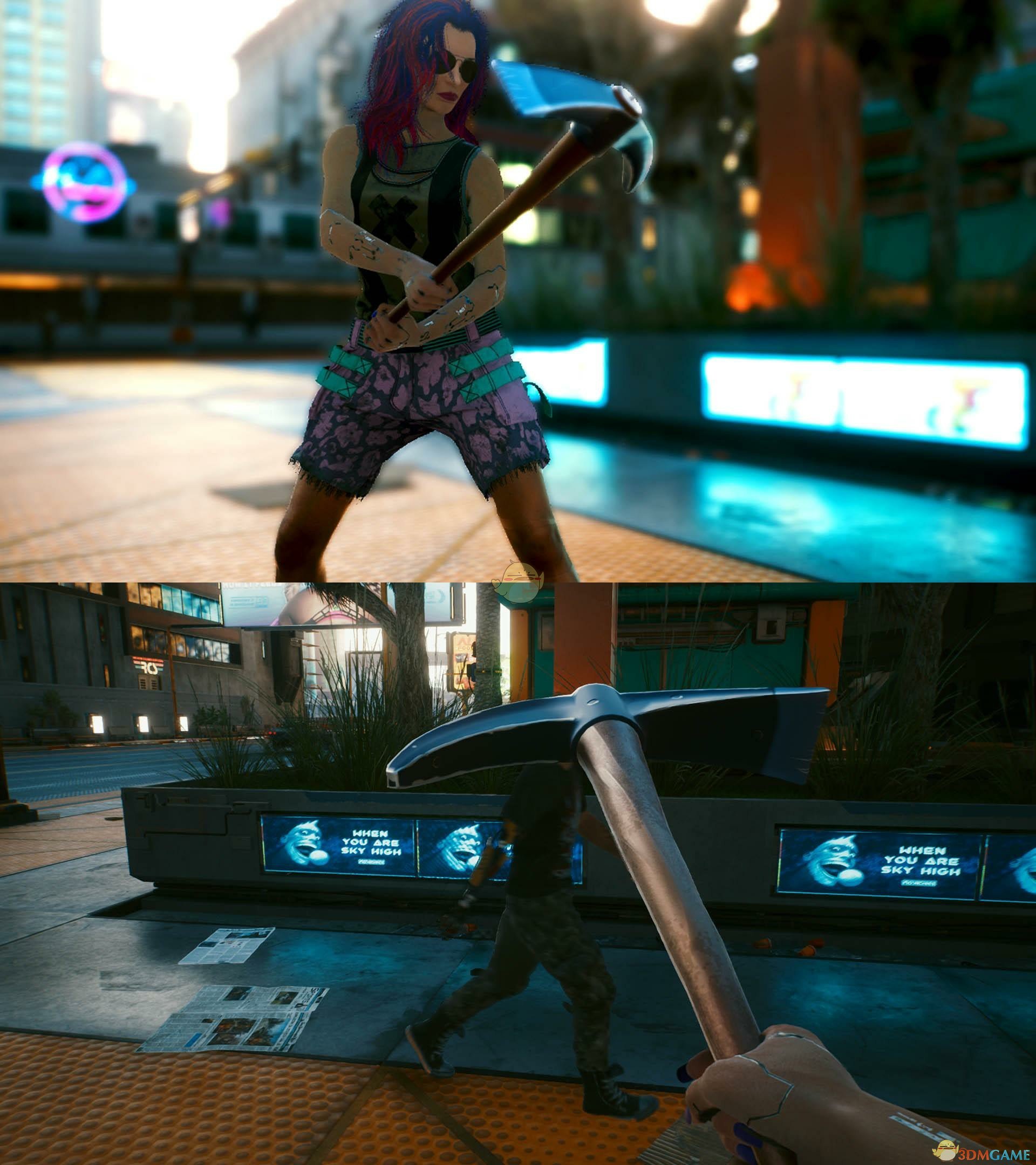 《赛博朋克2077》镐子替换武士刀MOD