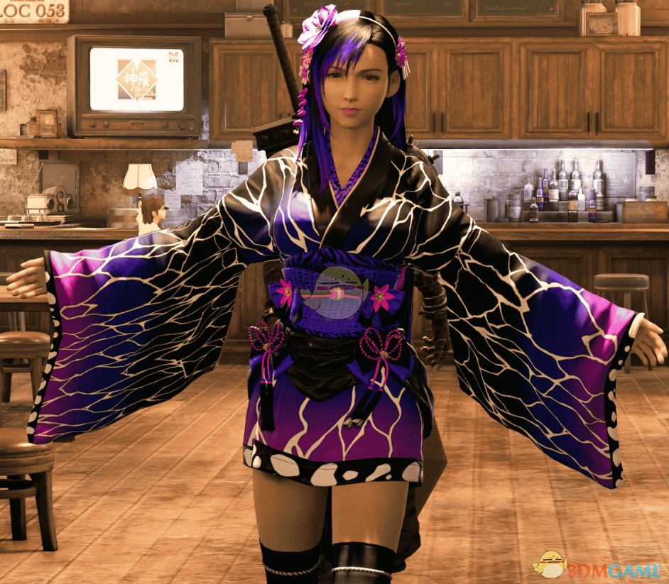 《最终幻想7：重制版》蒂法的紫色和服无染发版MOD