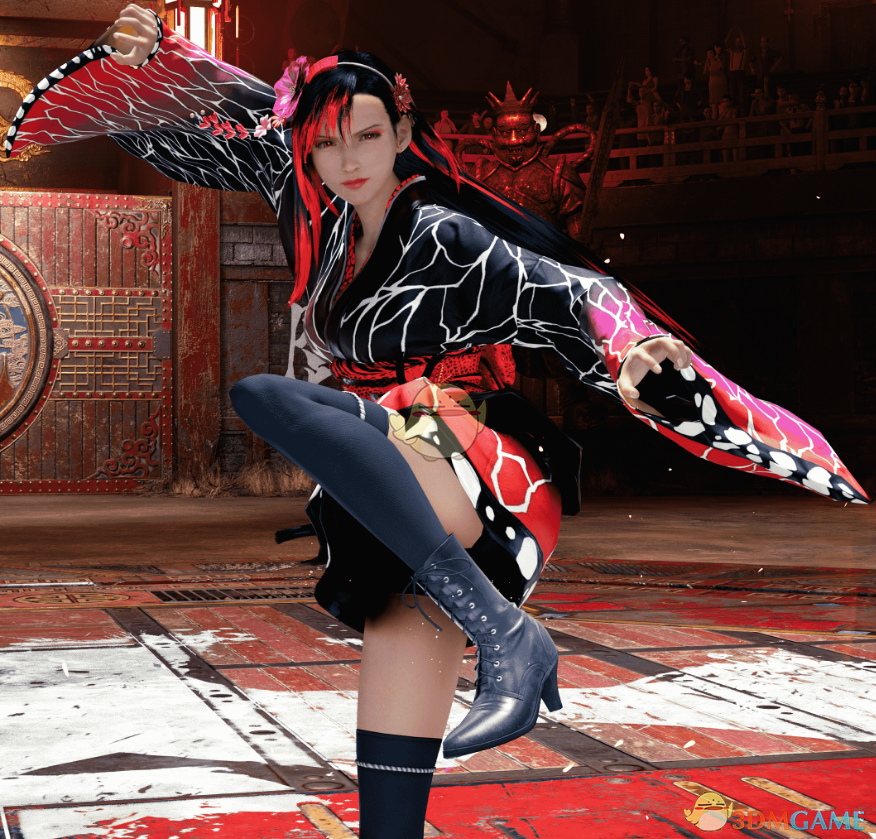 《最终幻想7：重制版》蒂法的红色和服染发版MOD