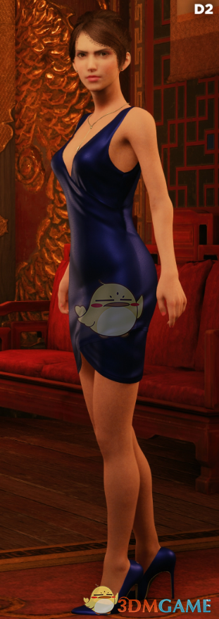 《最终幻想7：重制版》蓝色晚礼裙红色指甲的杰西MOD