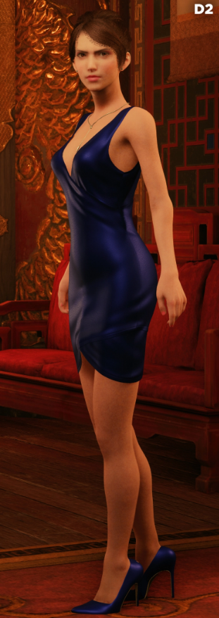 《最终幻想7：重制版》蓝色晚礼裙深棕色指甲的杰西MOD