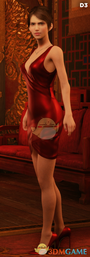 《最终幻想7：重制版》酒红色晚礼裙红色指甲的杰西MOD