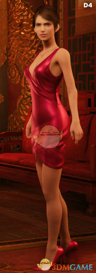 《最终幻想7：重制版》梅红色晚礼裙深粉色指甲的杰西MOD