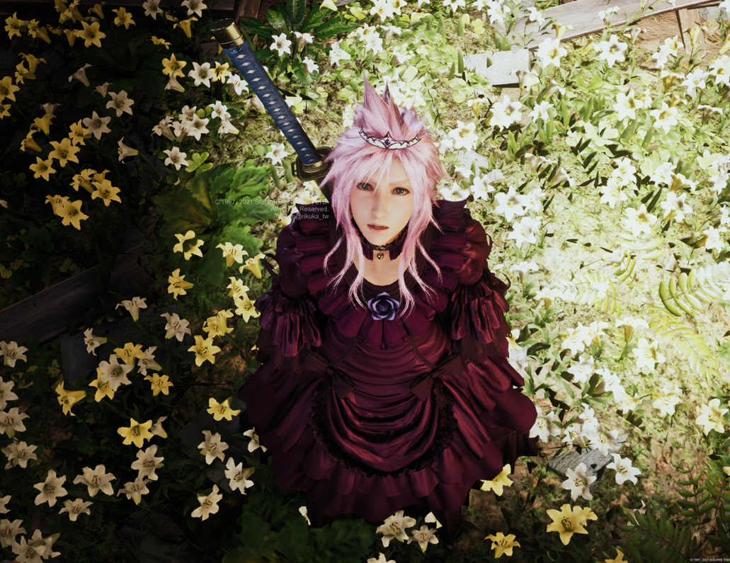 《最终幻想7：重制版》穿雷霆姐紫裙子的克劳德MOD